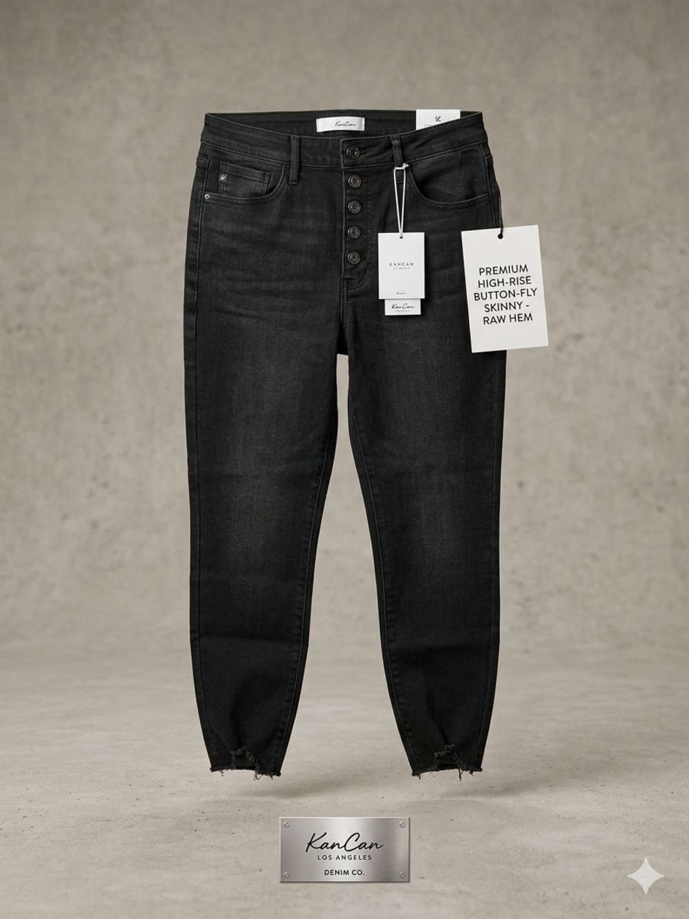 KanCan High-Rise Black Button-Fly Skinny Jeans/ NWT / 13/30 - inseam 29”